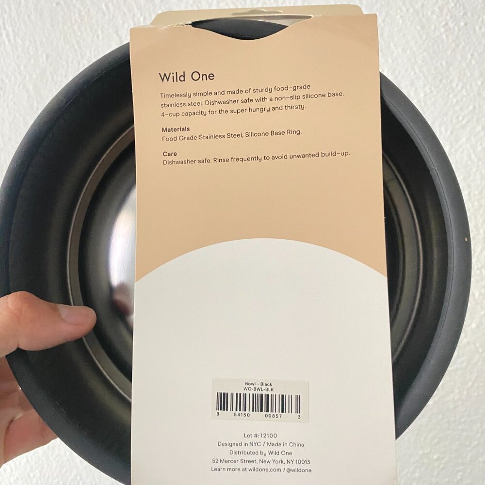 Wild One - Dog Bowl - Black - Stainless Steel - BPA Free - Non-slip. - Picture 3 of 3